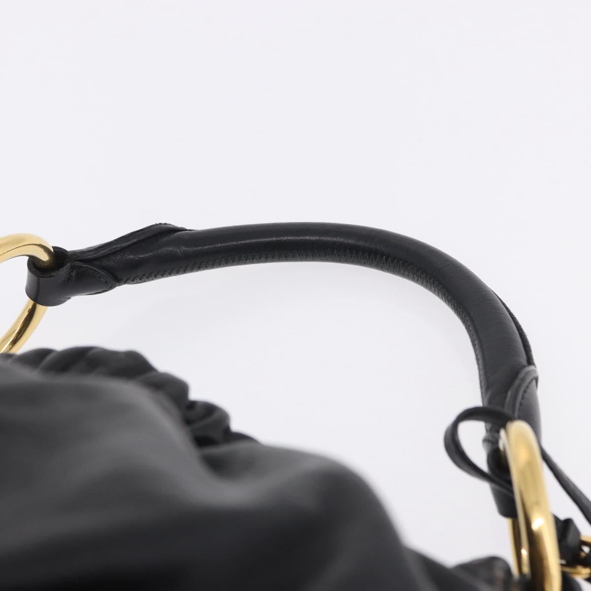 PRADA Shoulder Bag Leather Black Gold Auth am12560V