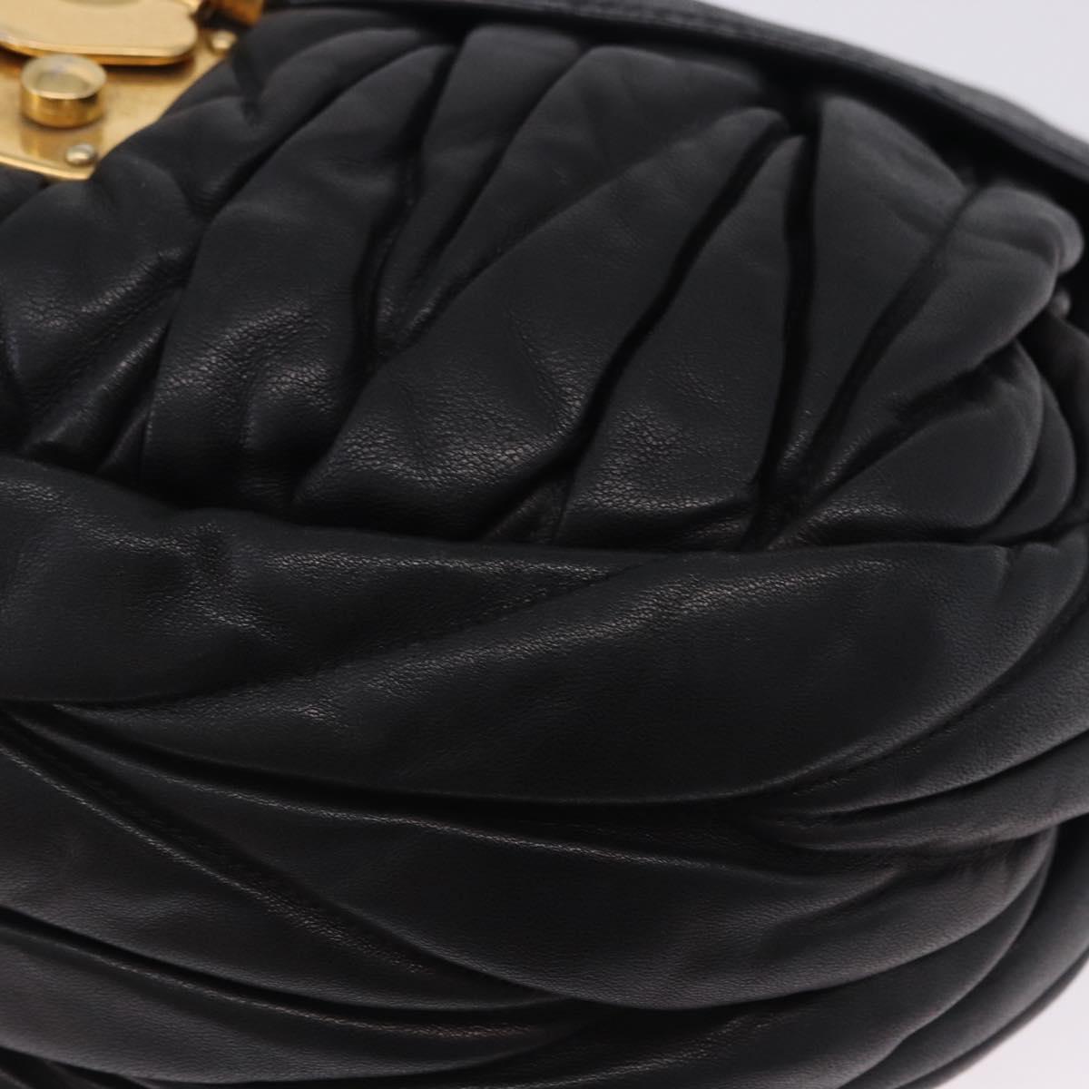 Miu Miu Matelasse Ready Lock Hand Bag Leather Black Gold Auth am12562V