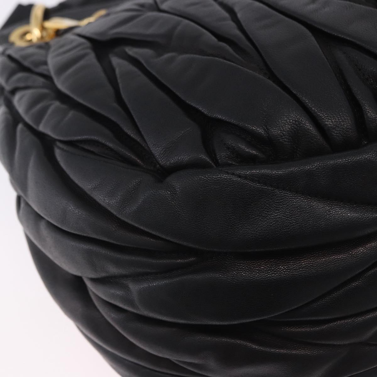 Miu Miu Matelasse Ready Lock Hand Bag Leather Black Gold Auth am12562V