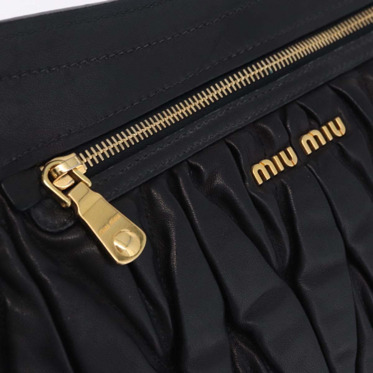 Miu Miu Matelasse Ready Lock Hand Bag Leather Black Gold Auth am12562V