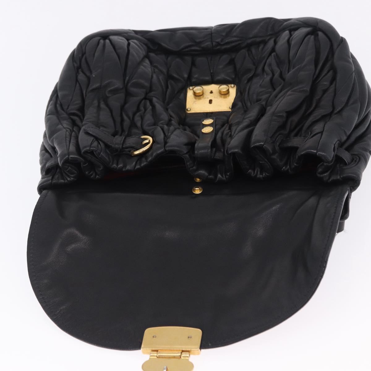 Miu Miu Matelasse Ready Lock Hand Bag Leather Black Gold Auth am12562V