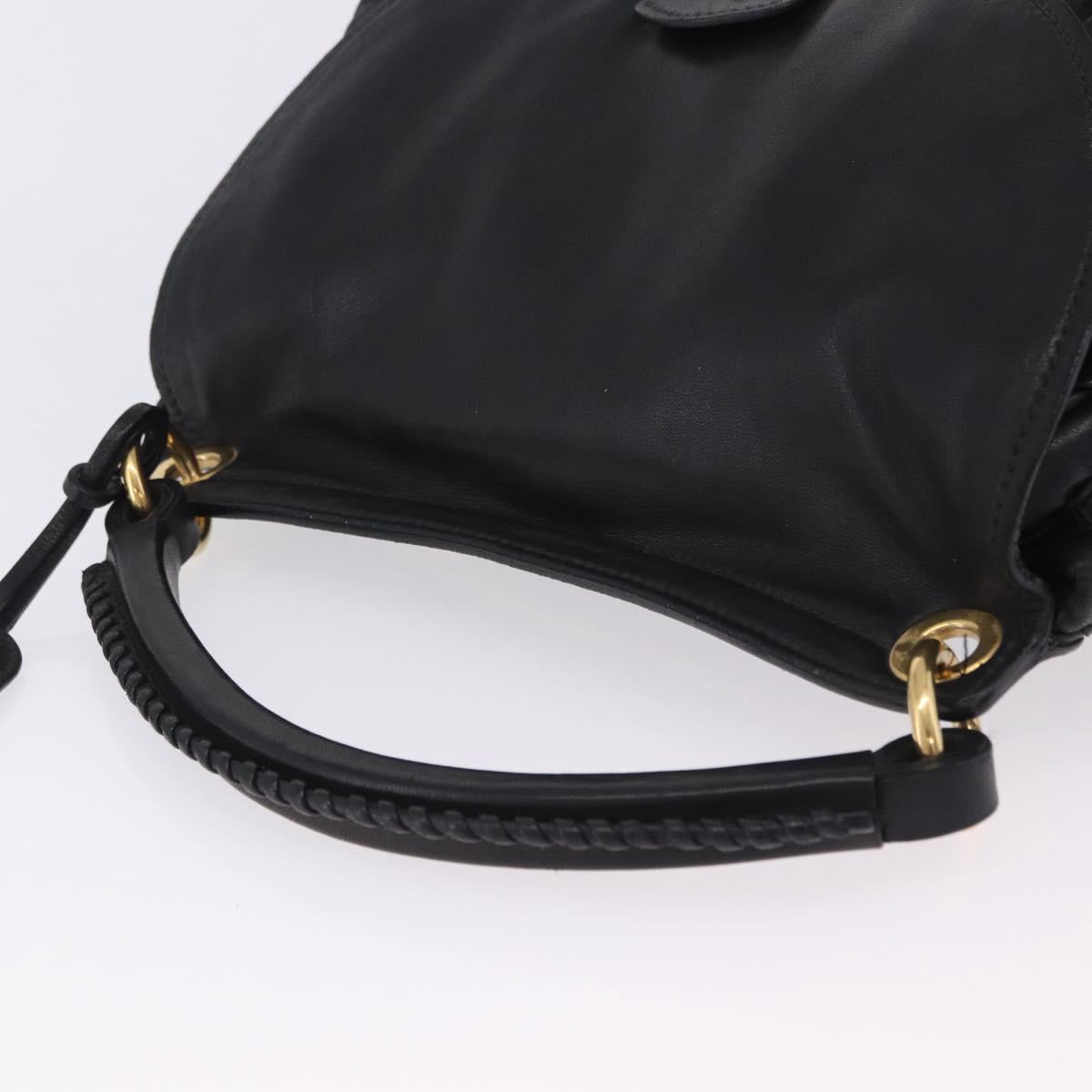 Miu Miu Matelasse Ready Lock Hand Bag Leather Black Gold Auth am12562V