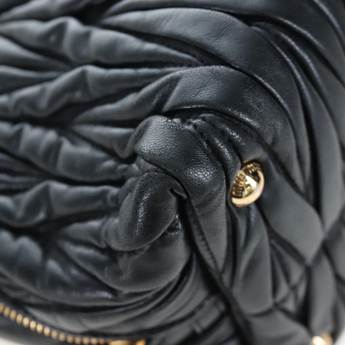Miu Miu Matelasse Hand Bag Leather 2way Black Gold Auth am12563V