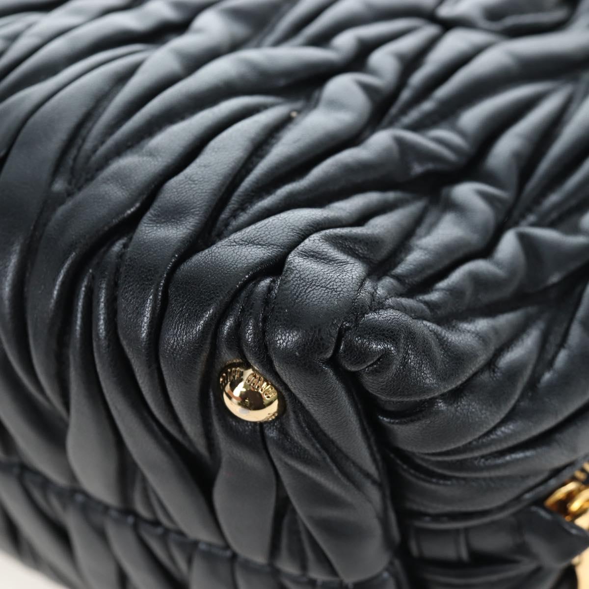 Miu Miu Matelasse Hand Bag Leather 2way Black Gold Auth am12563V