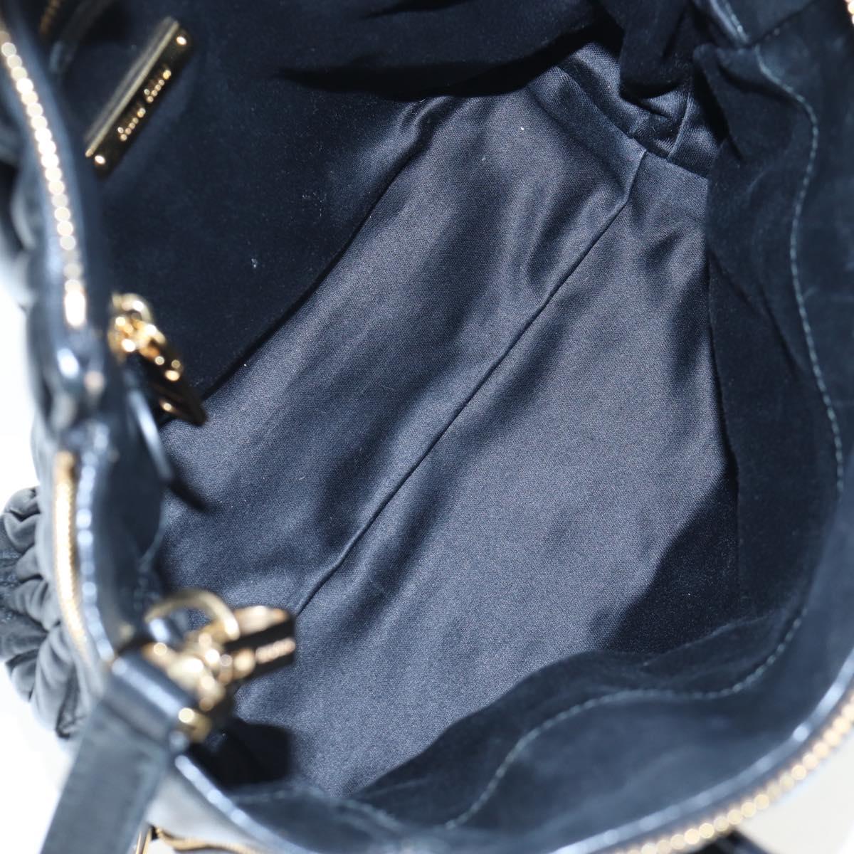 Miu Miu Matelasse Hand Bag Leather 2way Black Gold Auth am12563V