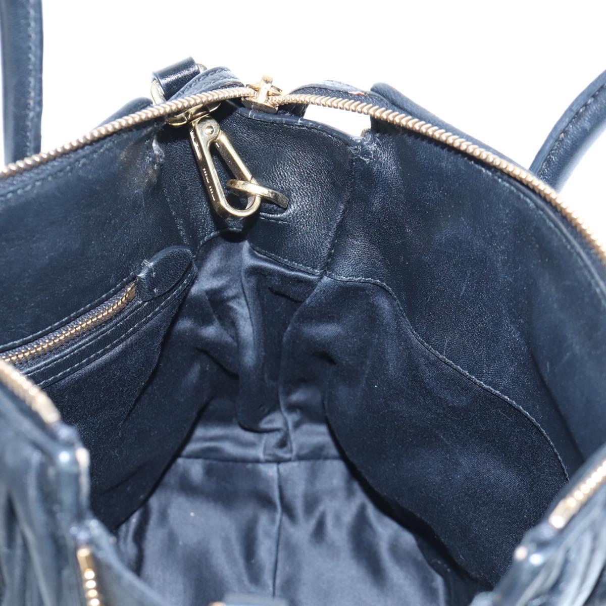 Miu Miu Matelasse Hand Bag Leather 2way Black Gold Auth am12563V