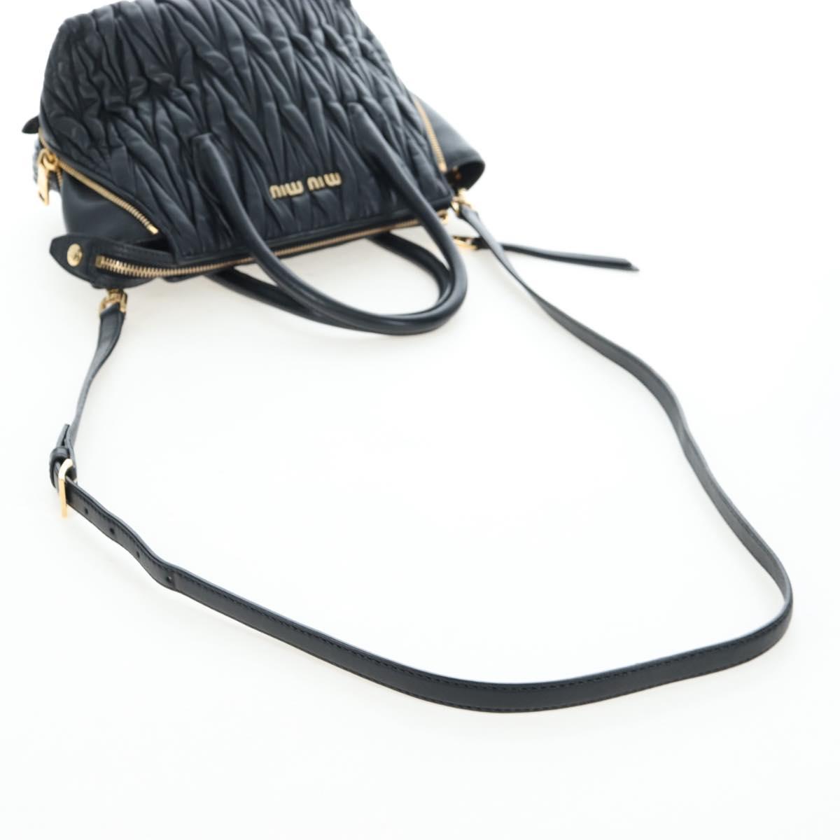 Miu Miu Matelasse Hand Bag Leather 2way Black Gold Auth am12563V