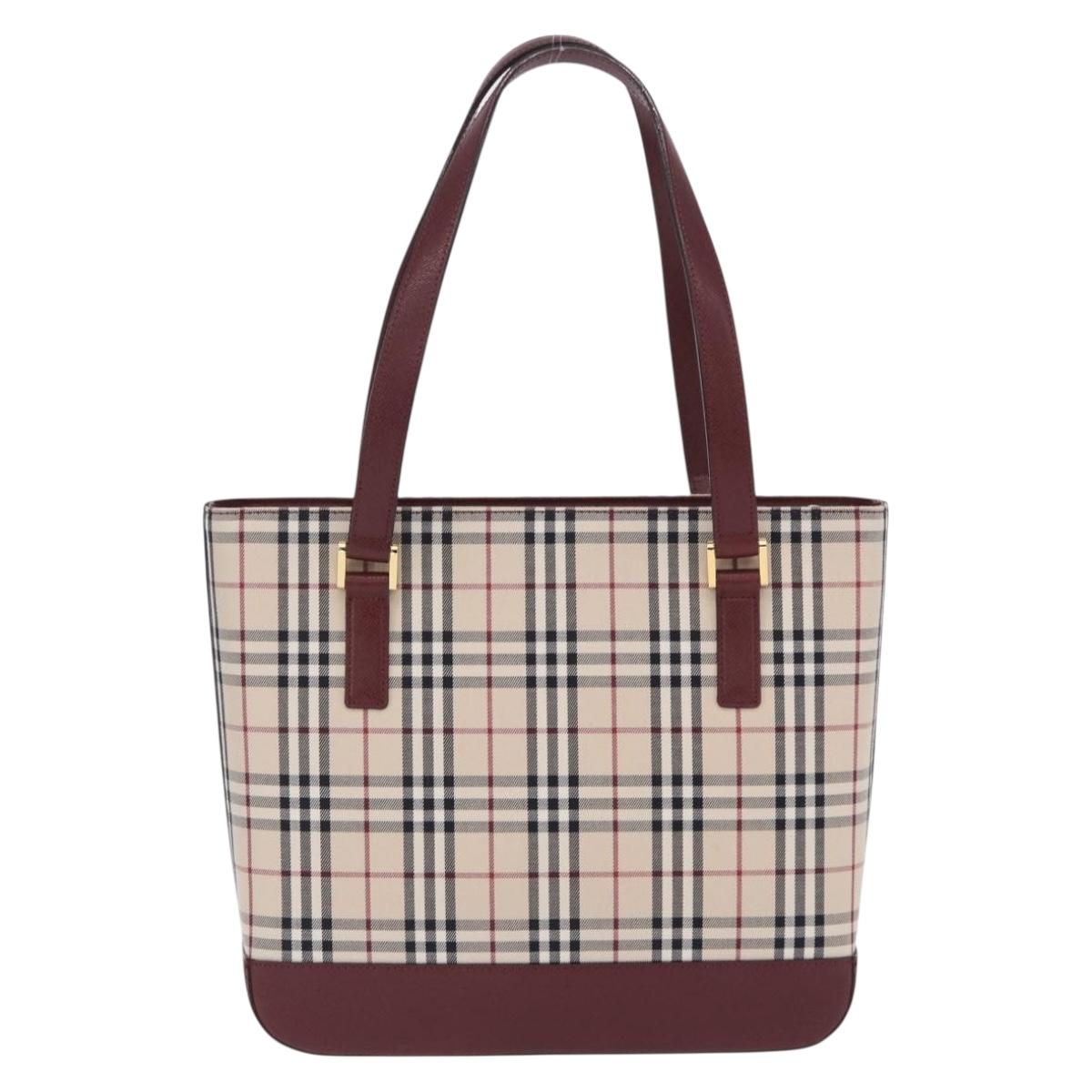 BURBERRY Nova Check Tote Bag Canvas Beige Gold Auth am12565V