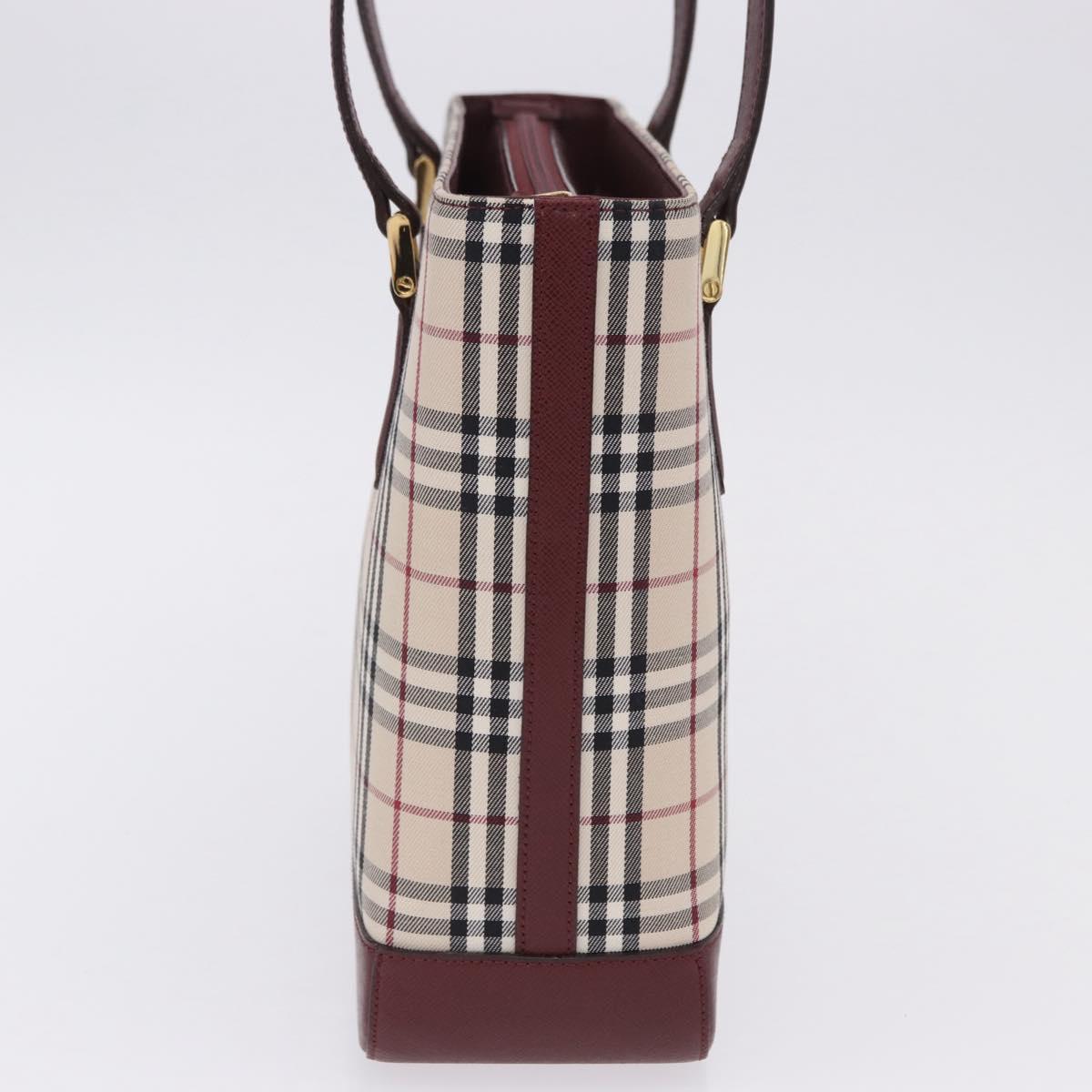 BURBERRY Nova Check Tote Bag Canvas Beige Gold Auth am12565V