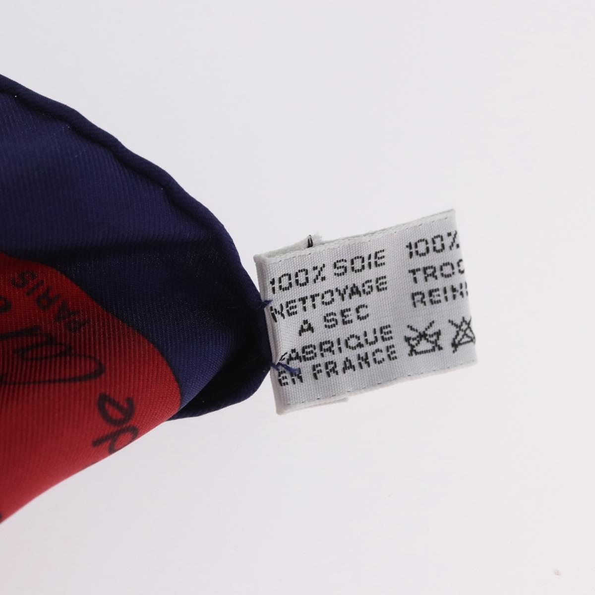 CARTIER Scarf Silk Navy Red Auth am12567M
