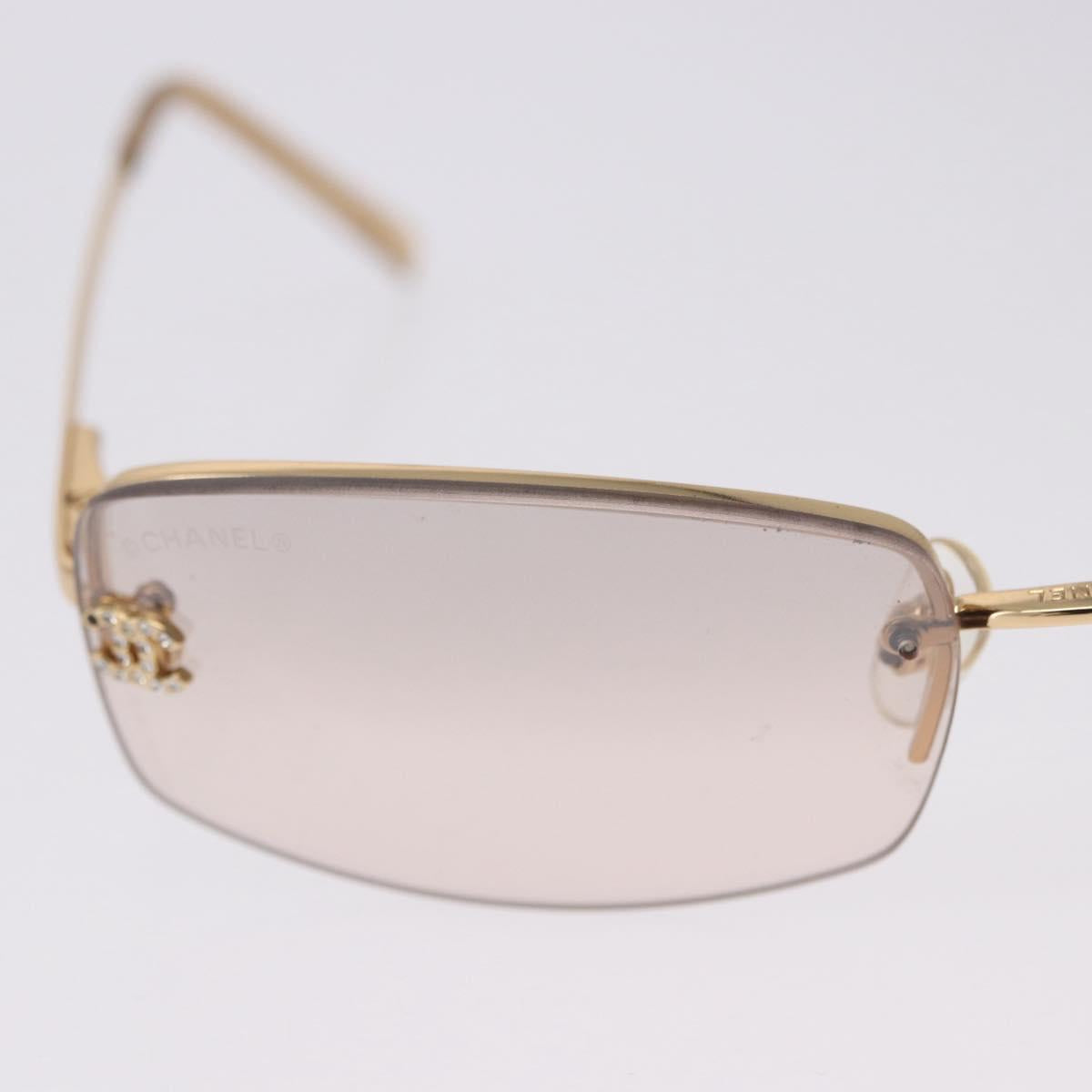 CHANEL CC Rimless Rhinestone Sunglasses metal Brown CC Auth am12569M