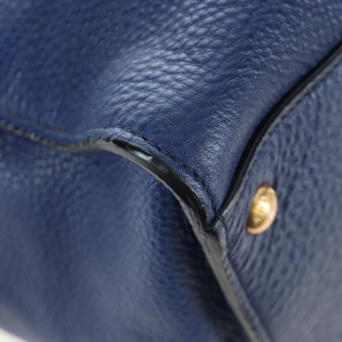 PRADA Ready lock Hand Bag Taurillon Clemence Leather 2way Blue Auth am12570V