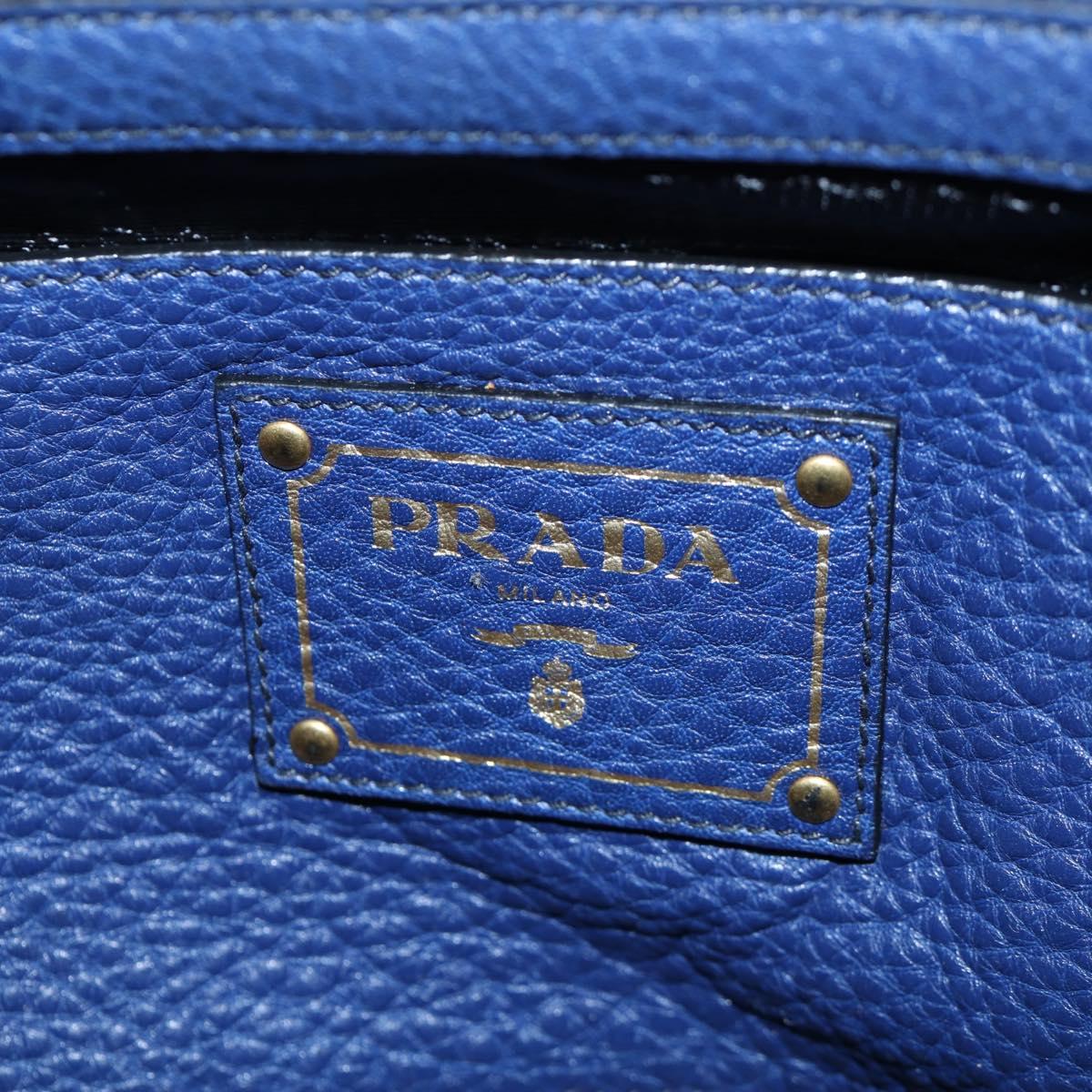 PRADA Ready lock Hand Bag Taurillon Clemence Leather 2way Blue Auth am12570V