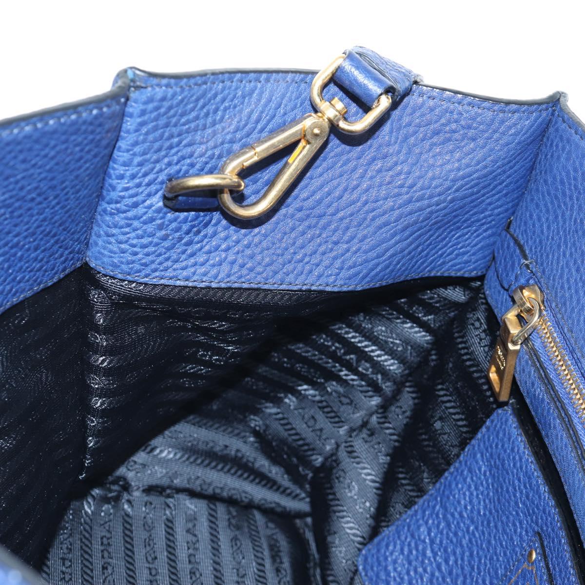 PRADA Ready lock Hand Bag Taurillon Clemence Leather 2way Blue Auth am12570V