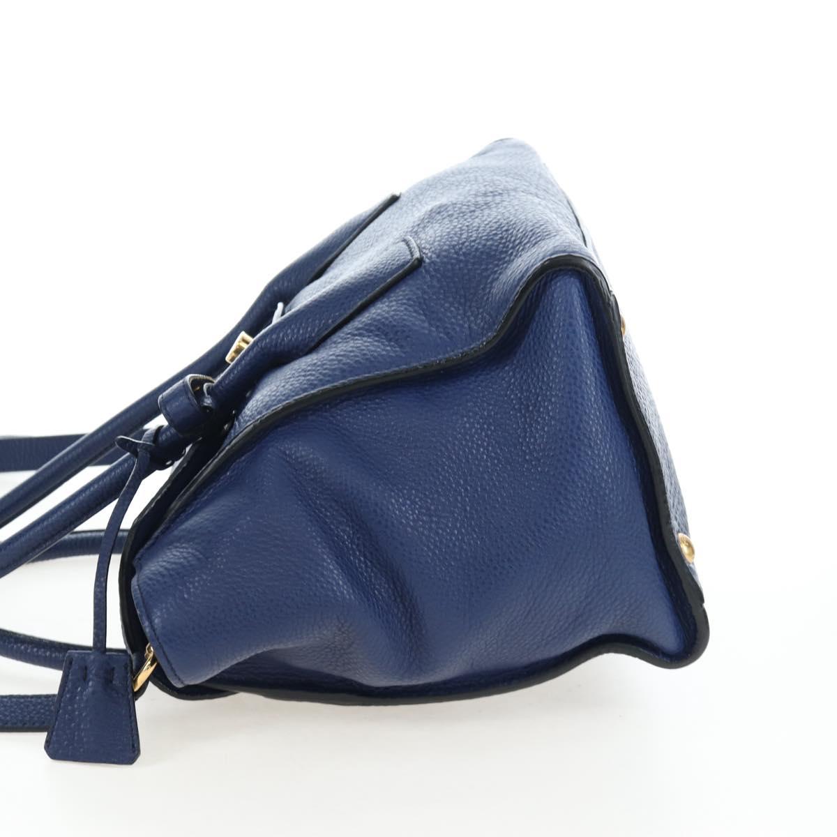 PRADA Ready lock Hand Bag Taurillon Clemence Leather 2way Blue Auth am12570V