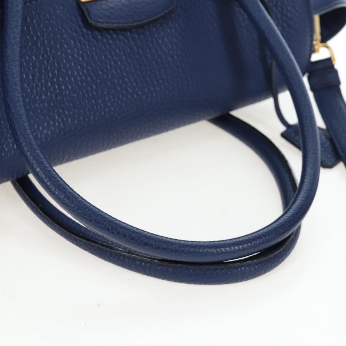 PRADA Ready lock Hand Bag Taurillon Clemence Leather 2way Blue Auth am12570V