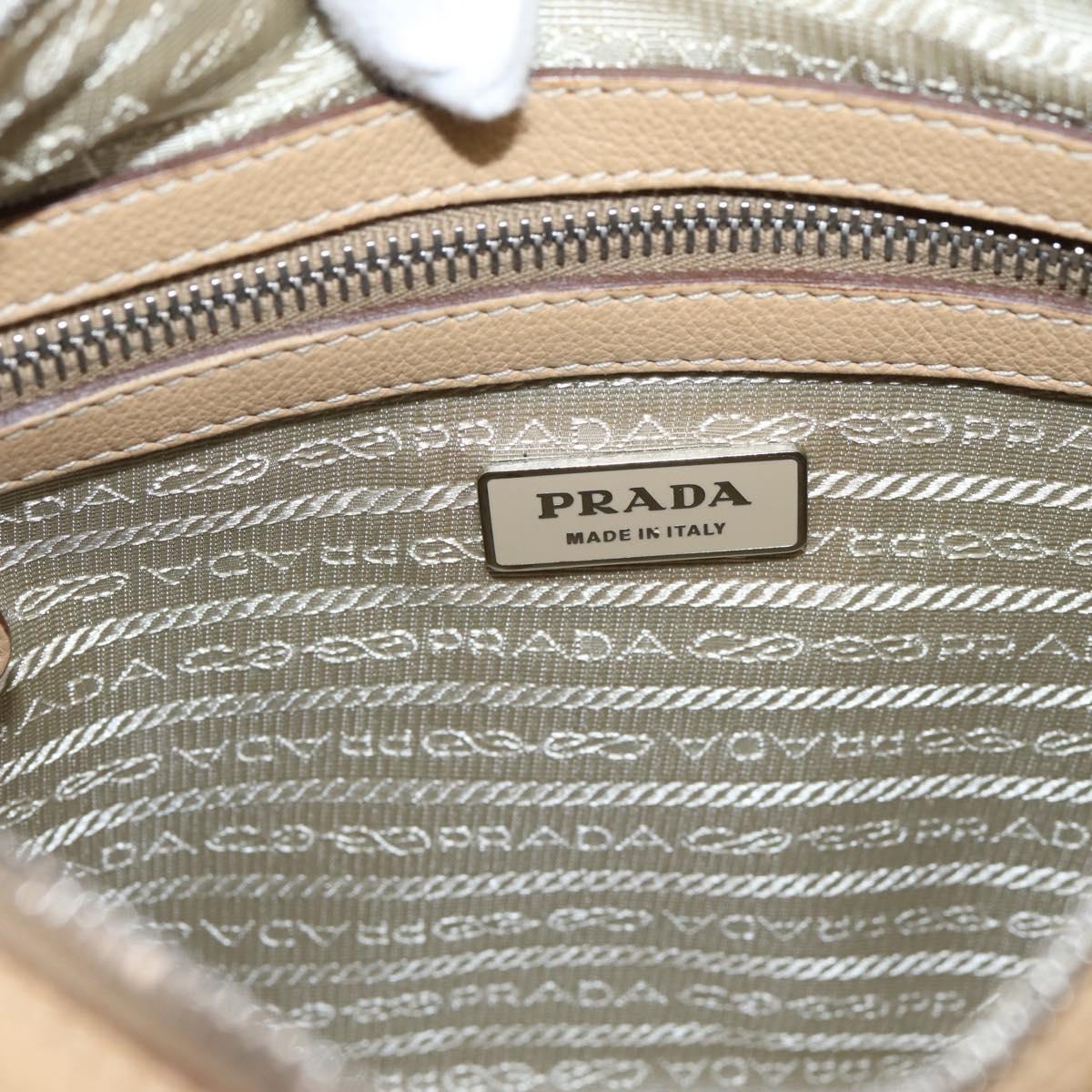 PRADA Shoulder Bag Leather Beige Silver BR3373 Auth am12571V