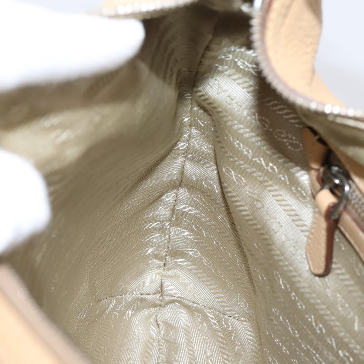 PRADA Shoulder Bag Leather Beige Silver BR3373 Auth am12571V