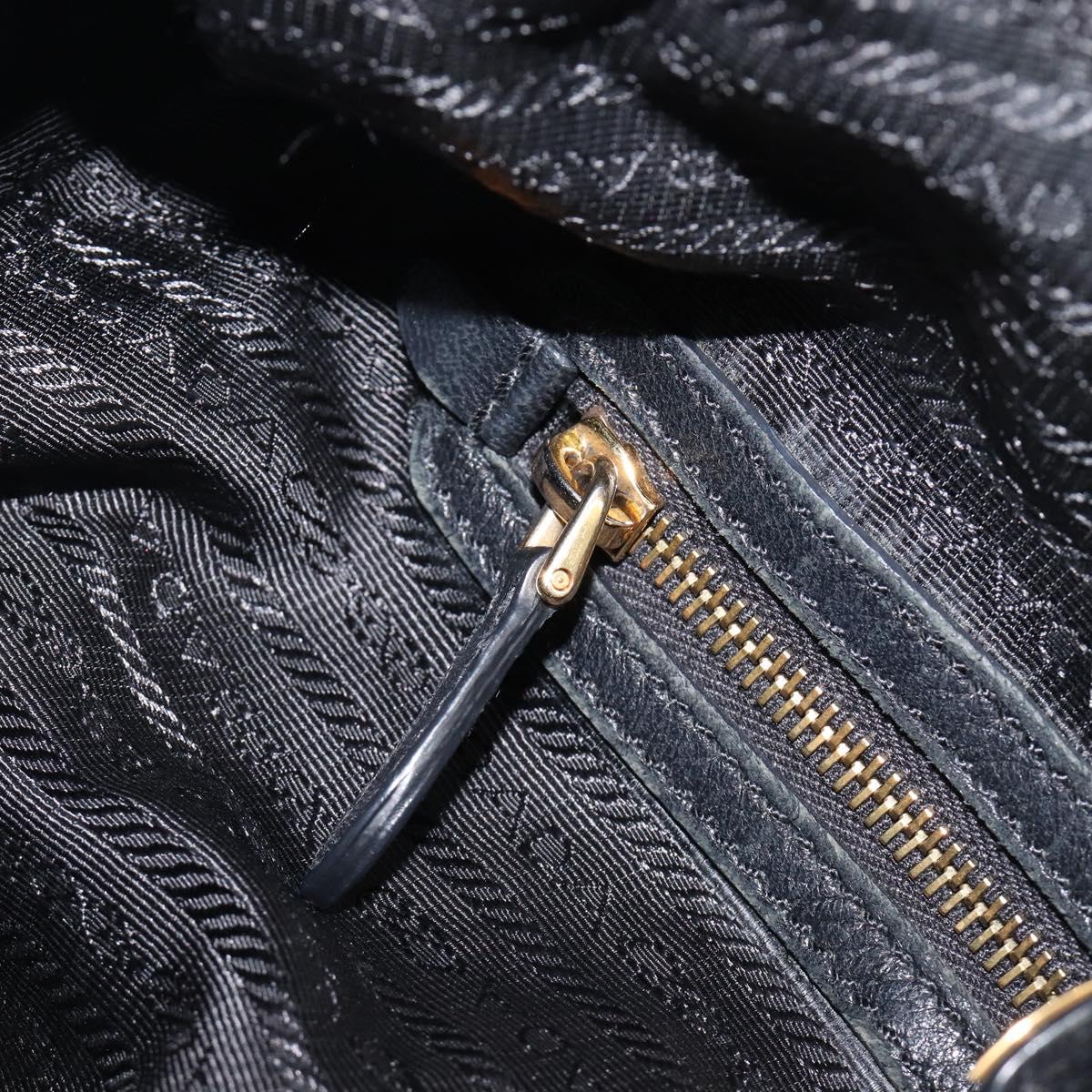 PRADA Shoulder Bag Leather Black Gold Auth am12572V