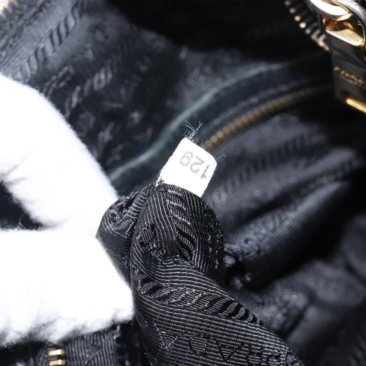 PRADA Shoulder Bag Leather Black Gold Auth am12572V
