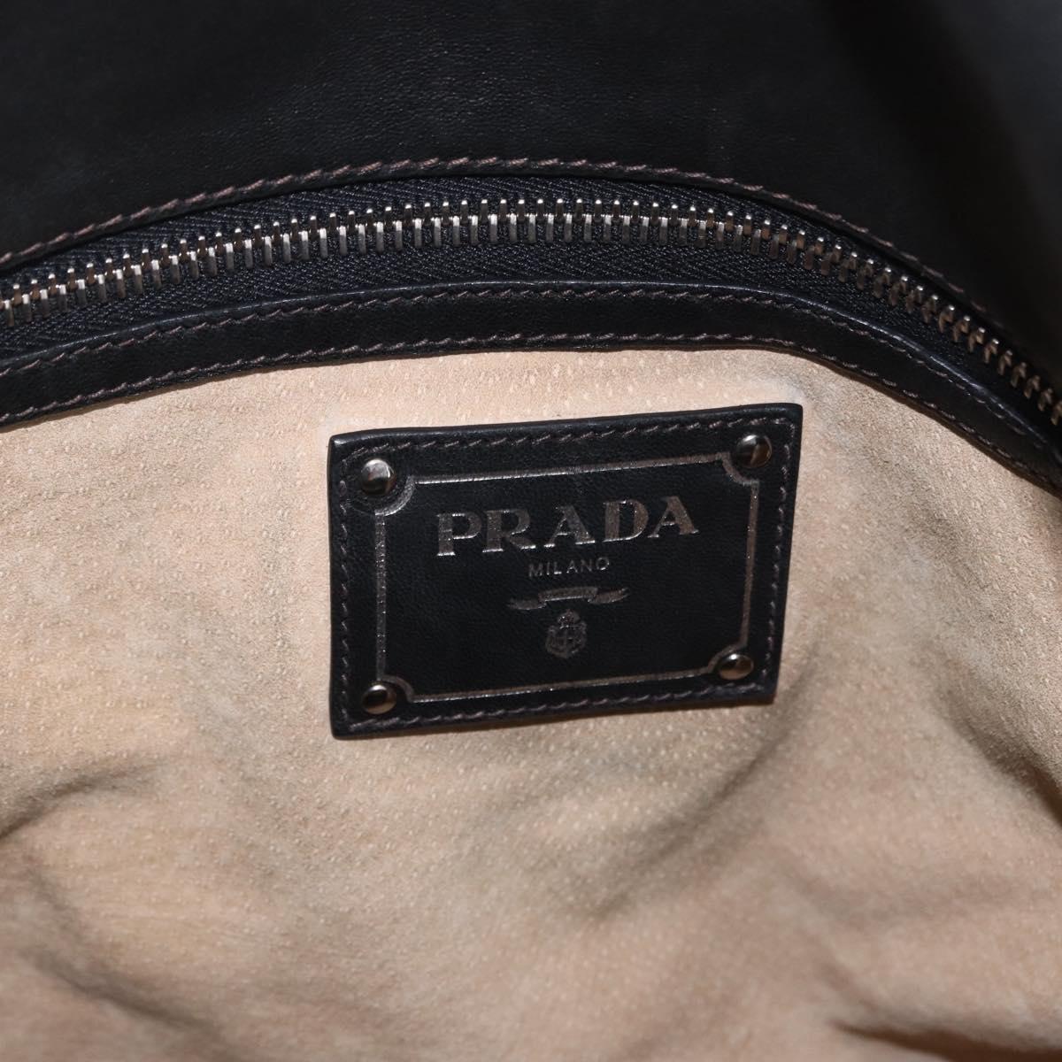 PRADA Shoulder Bag Nylon Leather Khaki Silver BR4549 Auth am12573V