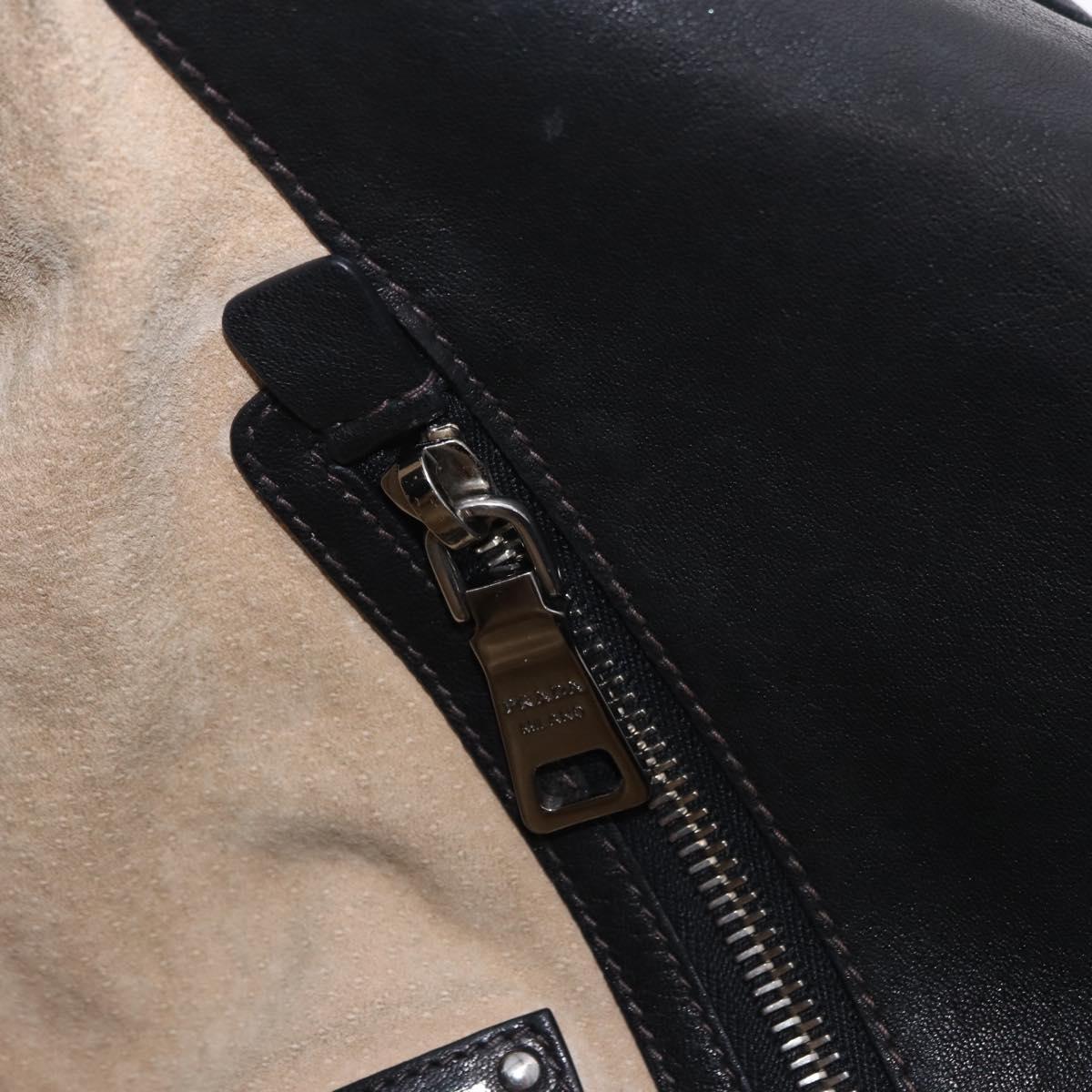PRADA Shoulder Bag Nylon Leather Khaki Silver BR4549 Auth am12573V