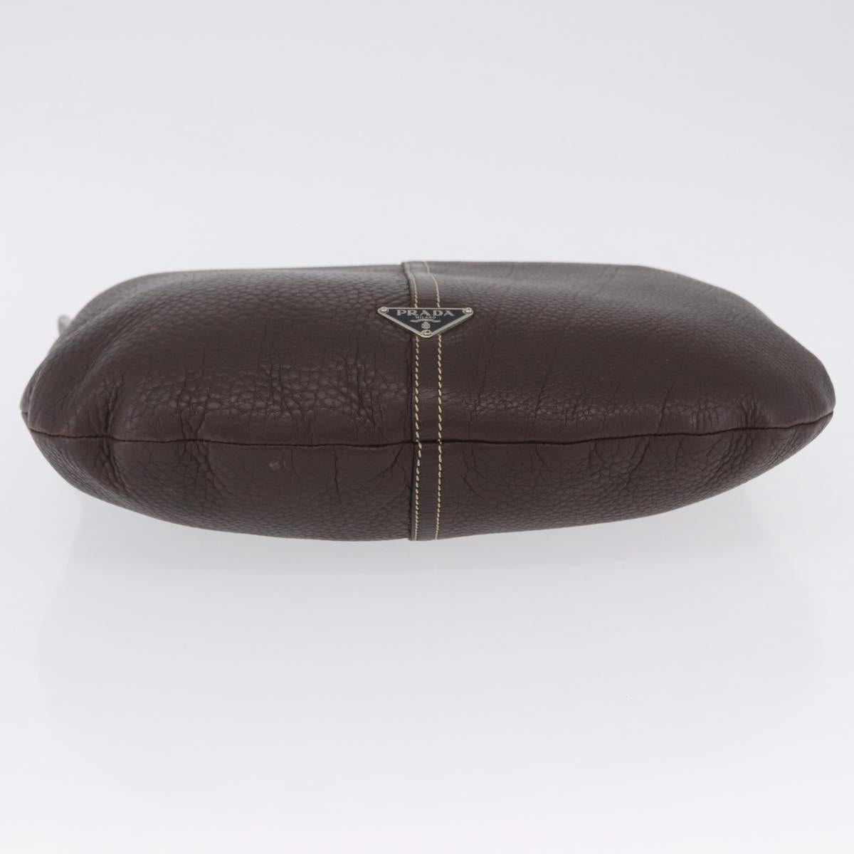PRADA Shoulder Bag Leather Brown Silver Auth am12574V