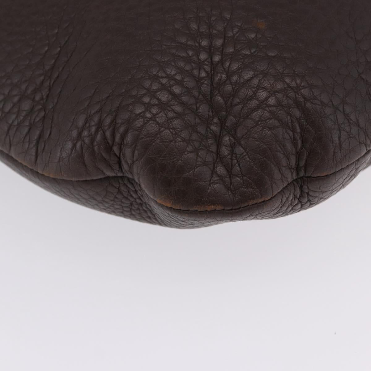 PRADA Shoulder Bag Leather Brown Silver Auth am12574V