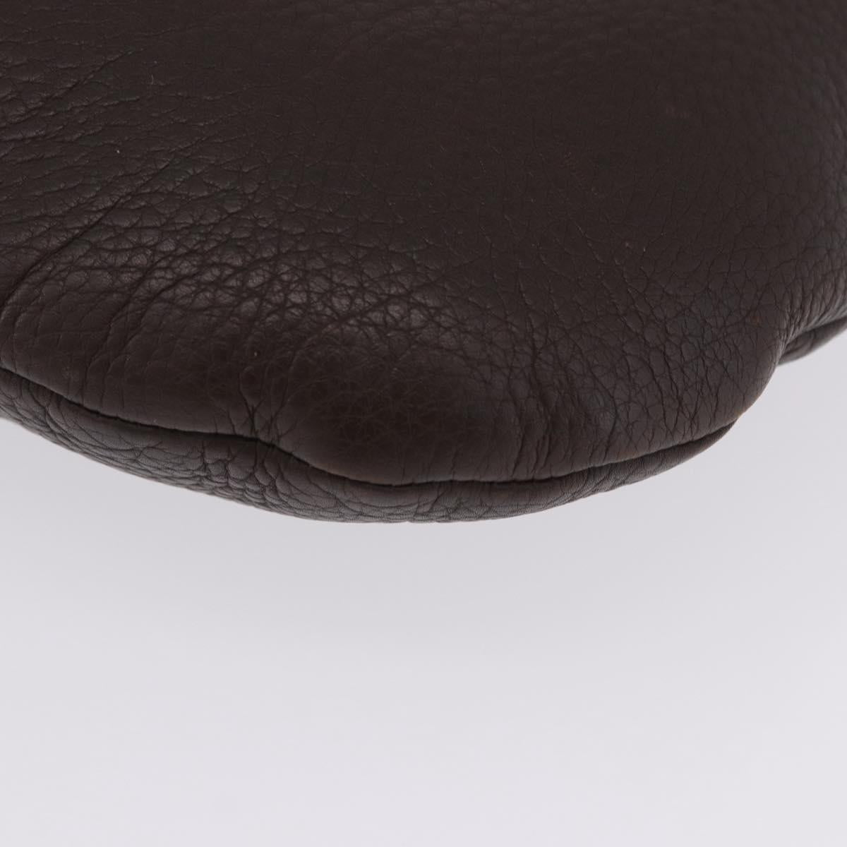 PRADA Shoulder Bag Leather Brown Silver Auth am12574V