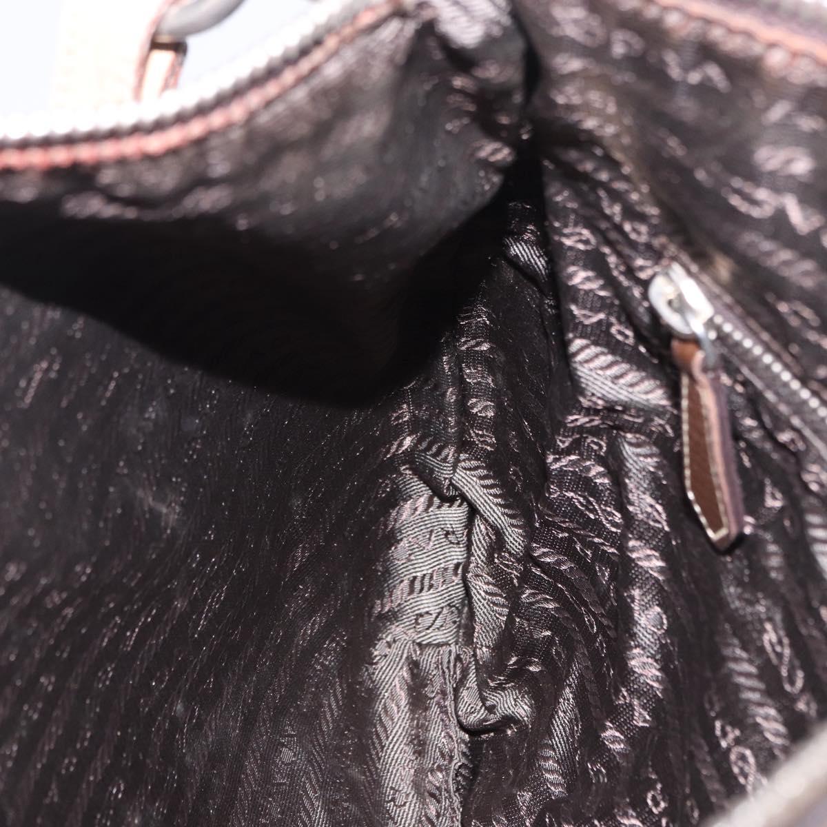 PRADA Shoulder Bag Leather Brown Silver Auth am12574V