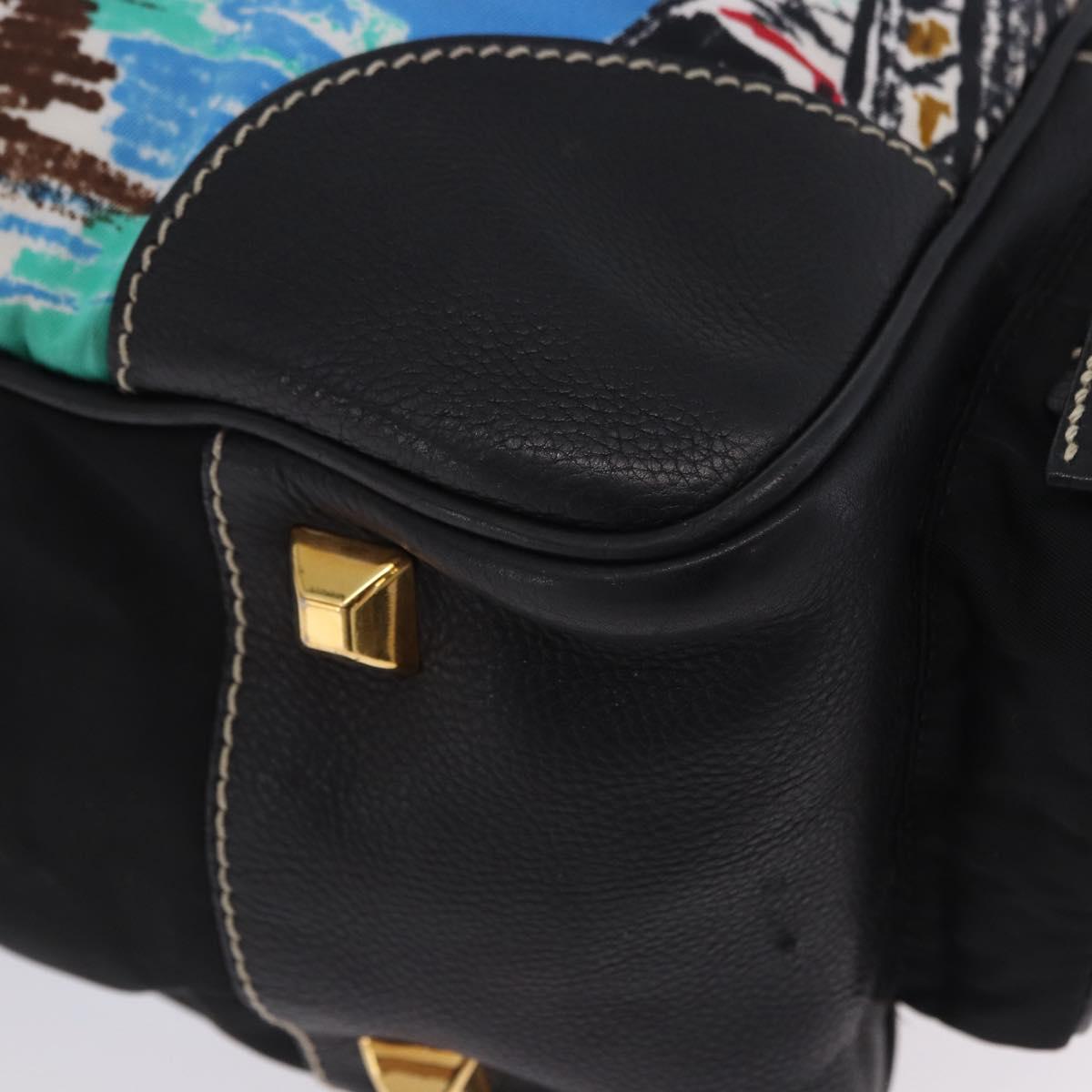 PRADA Venice Tote Bag Nylon Leather Multicolor Gold Auth am12575V