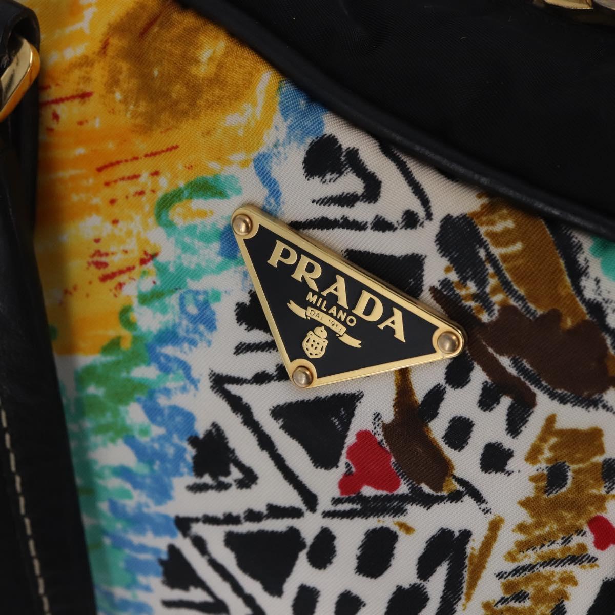 PRADA Venice Tote Bag Nylon Leather Multicolor Gold Auth am12575V