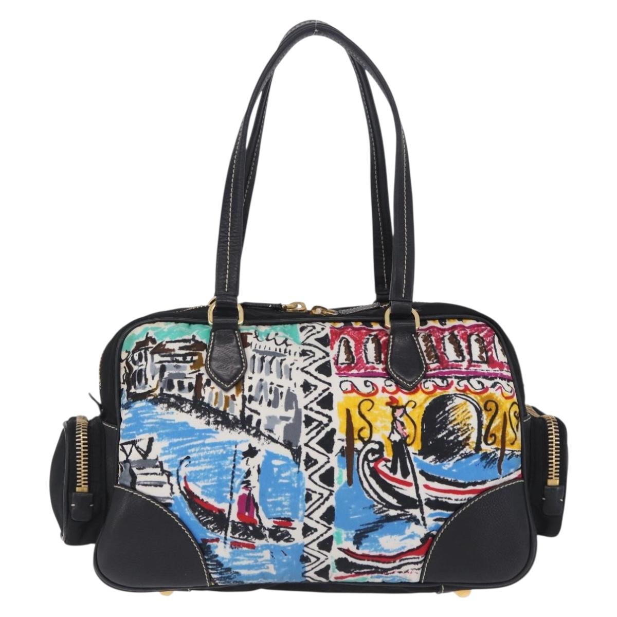 PRADA Venice Tote Bag Nylon Leather Multicolor Gold Auth am12575V