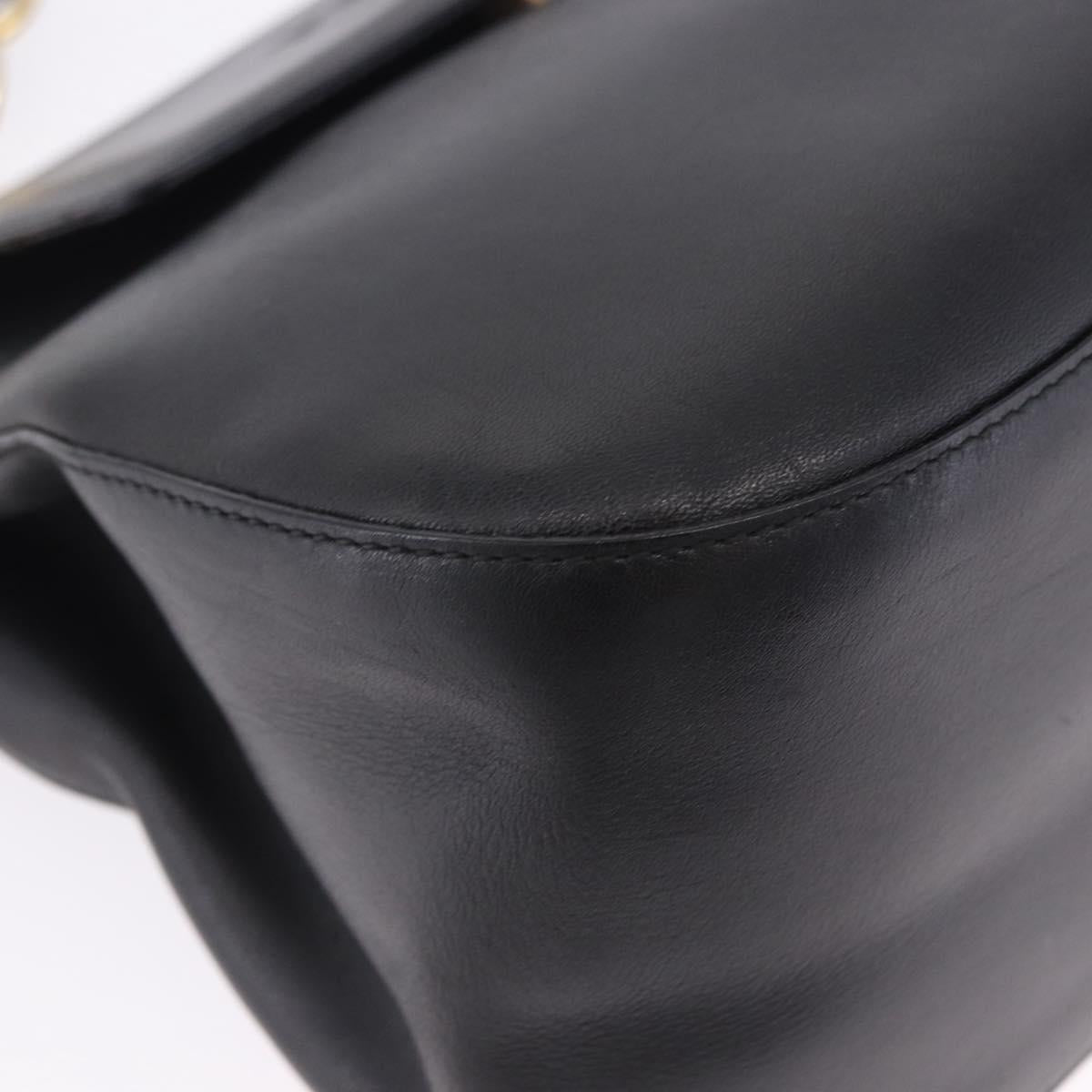 PRADA Chain Shoulder Bag Leather Black Gold Auth am12576V
