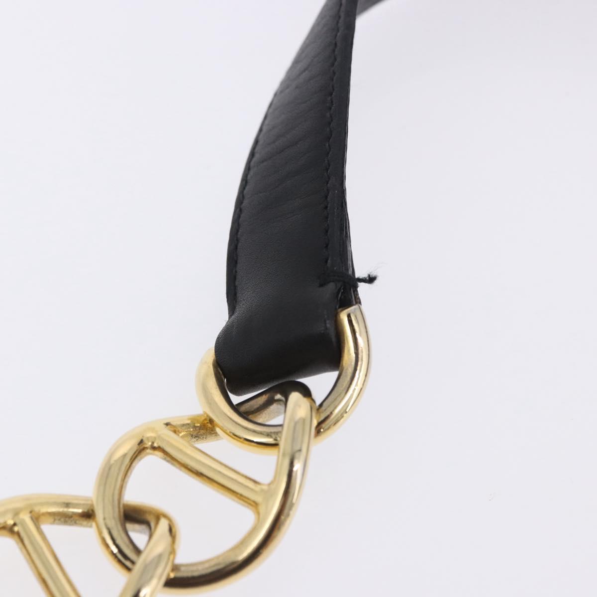 PRADA Chain Shoulder Bag Leather Black Gold Auth am12576V