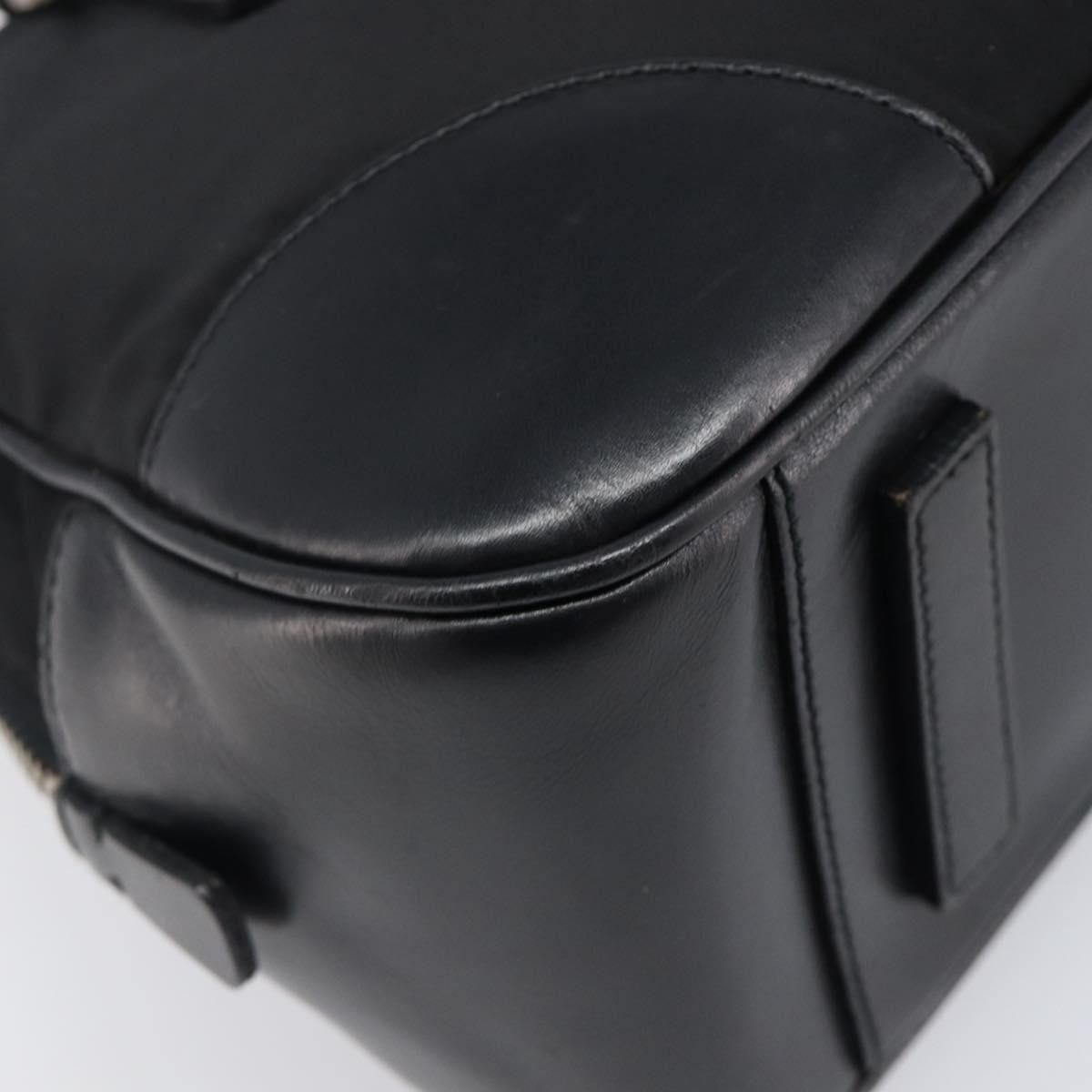 PRADA Hand Bag Nylon Leather Black Silver Auth am12578V