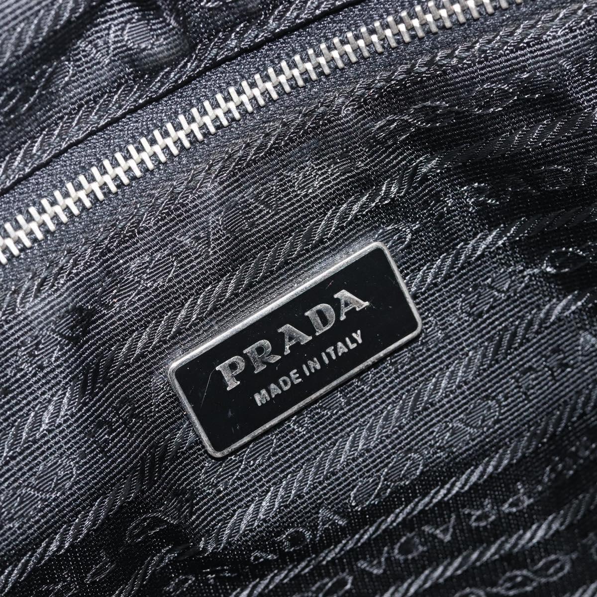 PRADA Hand Bag Nylon Leather Black Silver Auth am12578V