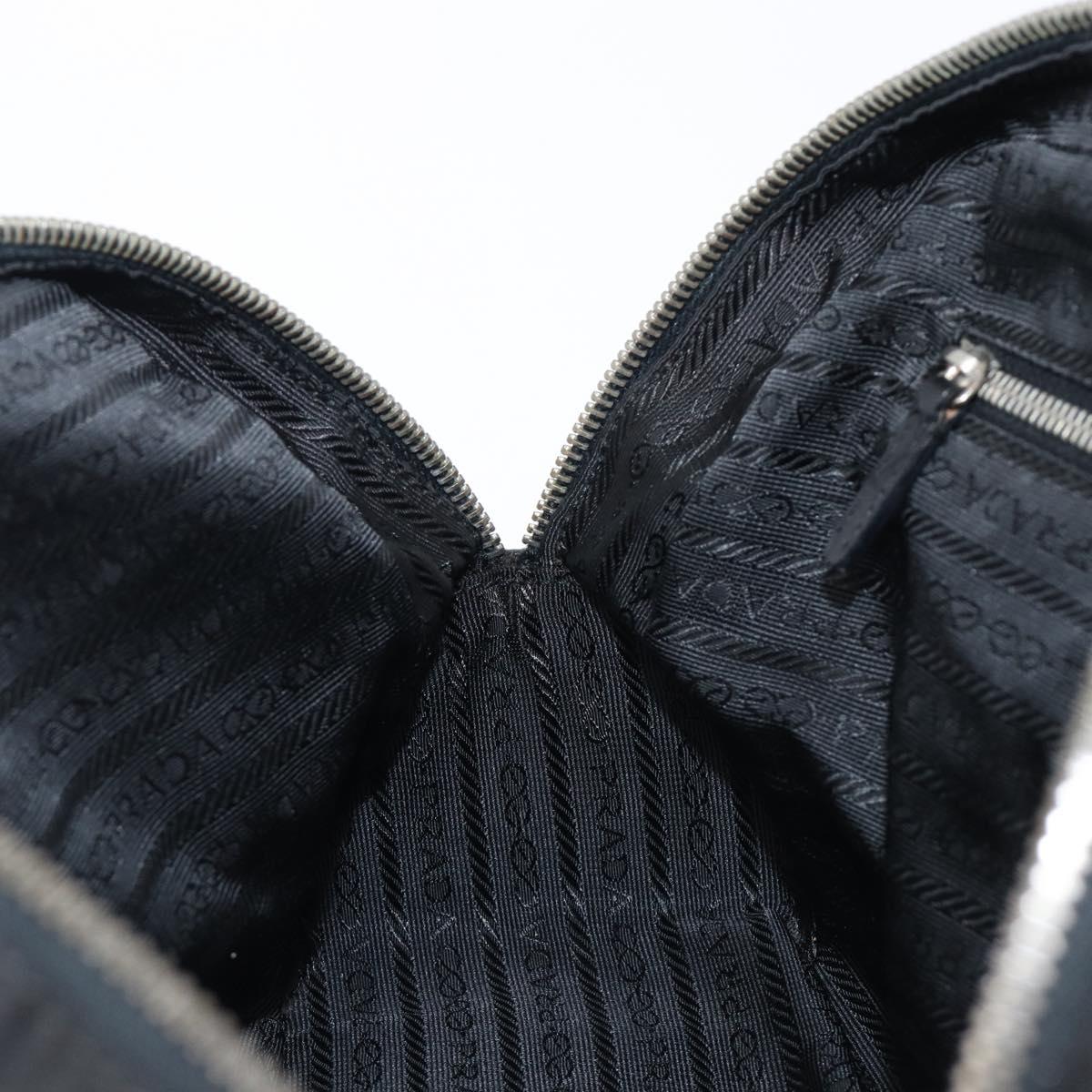 PRADA Hand Bag Nylon Leather Black Silver Auth am12578V