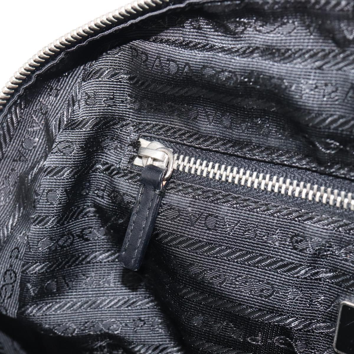 PRADA Hand Bag Nylon Leather Black Silver Auth am12578V