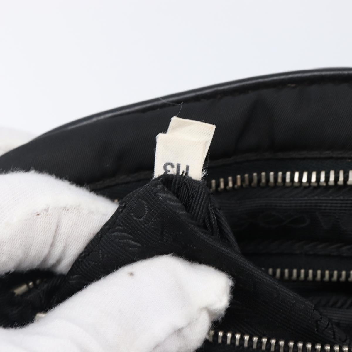 PRADA Hand Bag Nylon Leather Black Silver Auth am12578V