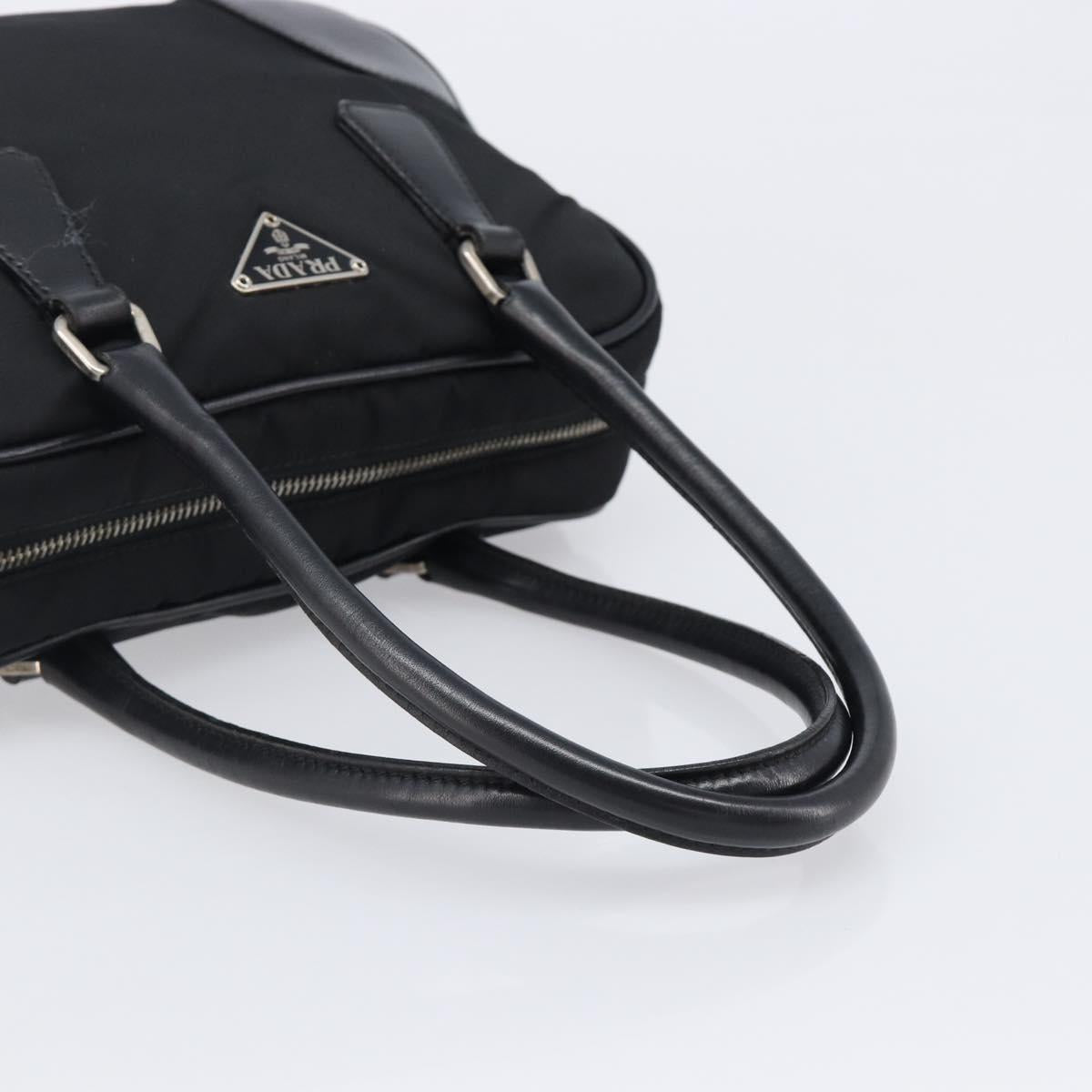 PRADA Hand Bag Nylon Leather Black Silver Auth am12578V
