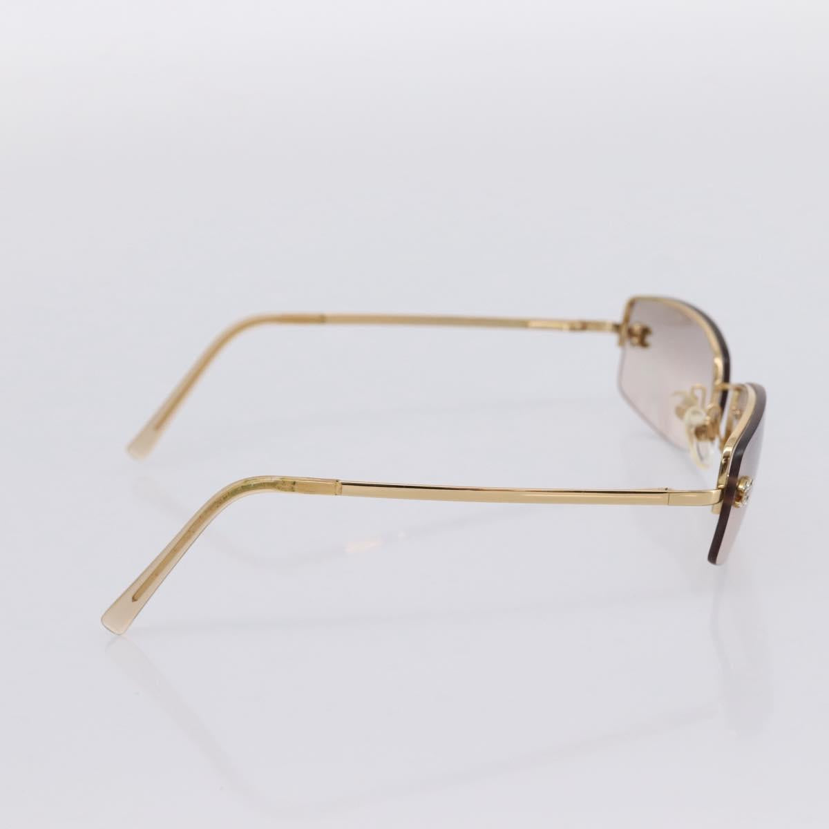 CHANEL CC Rimless Rhinestone Sunglasses metal Brown CC Auth am12579M