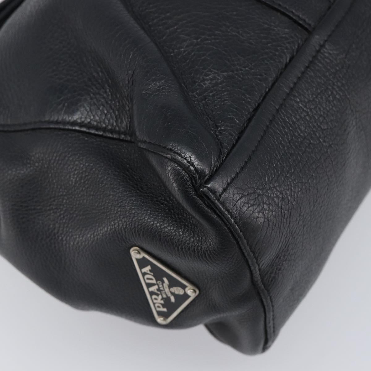 PRADA Tote Bag Leather Black Silver Auth am12581M