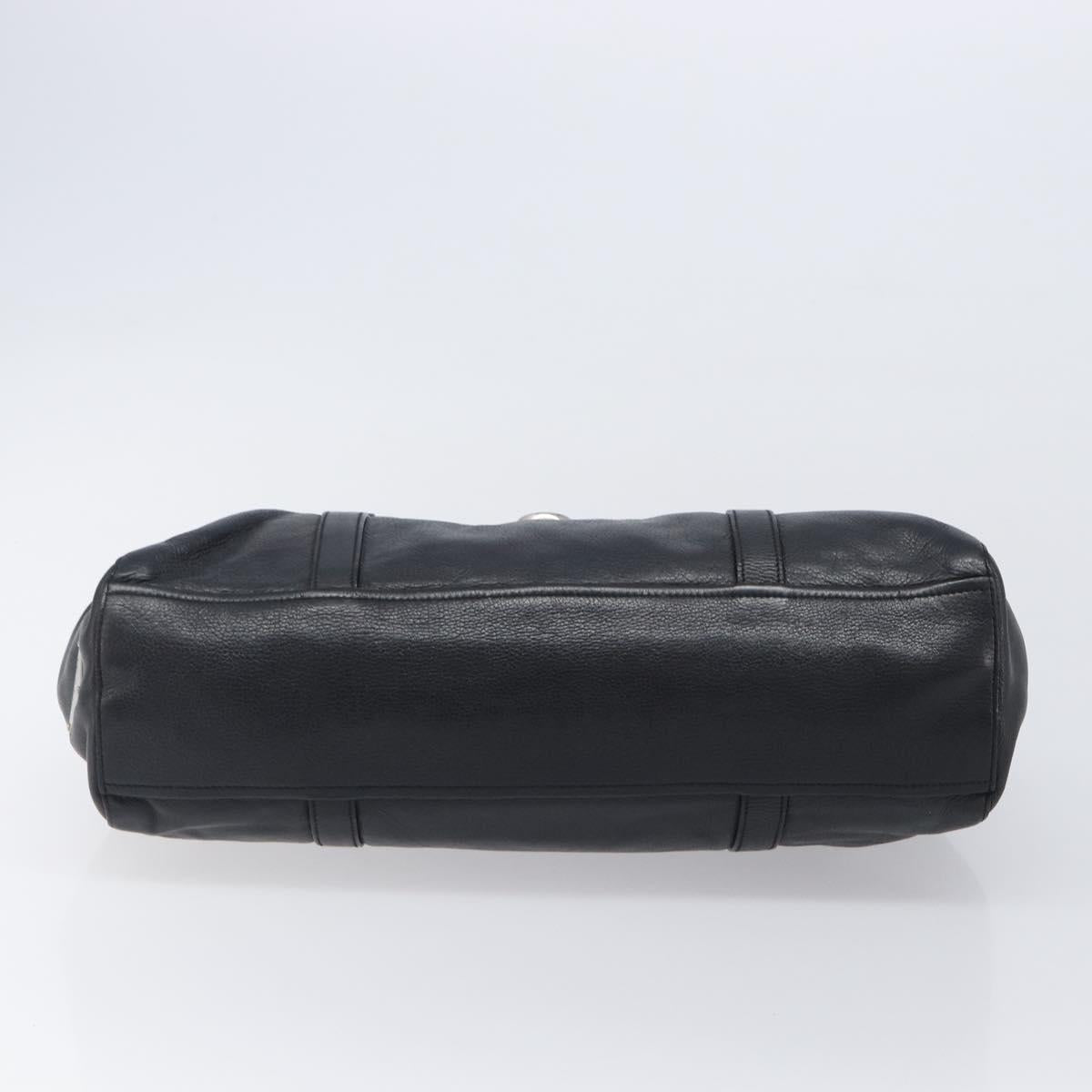 PRADA Tote Bag Leather Black Silver Auth am12581M