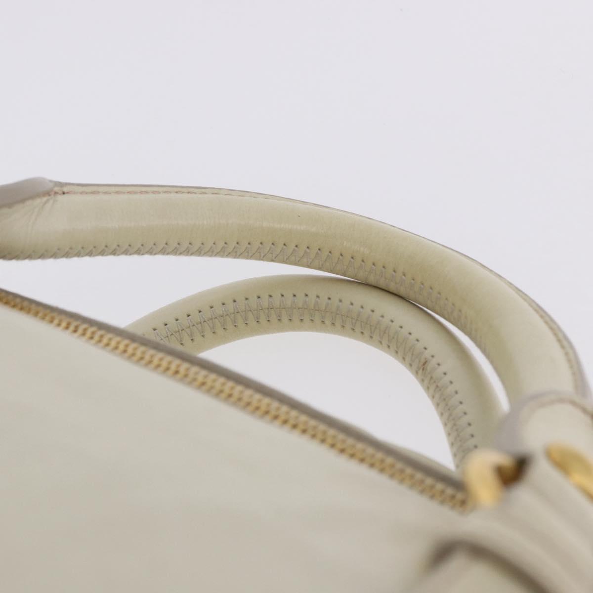 Miu Miu Side Ribbon Hand Bag Leather 2way White Gold Auth am12582V