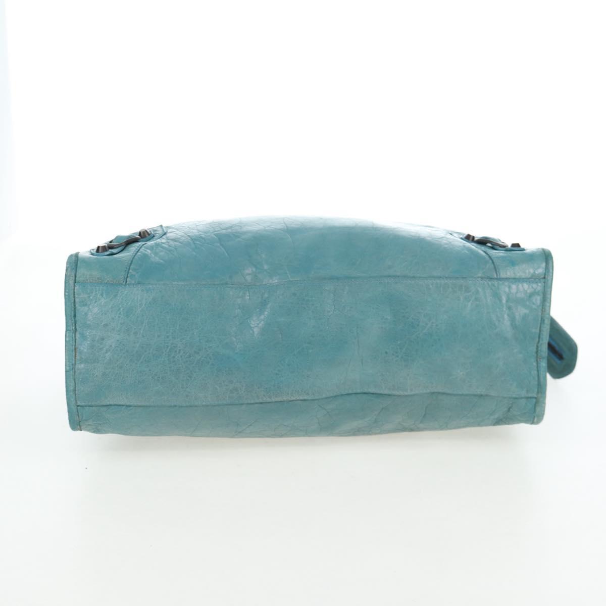 BALENCIAGA The City Hand Bag Leather 2way Light Blue 115748 Auth am12583V