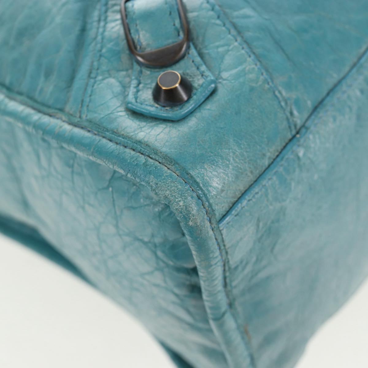 BALENCIAGA The City Hand Bag Leather 2way Light Blue 115748 Auth am12583V