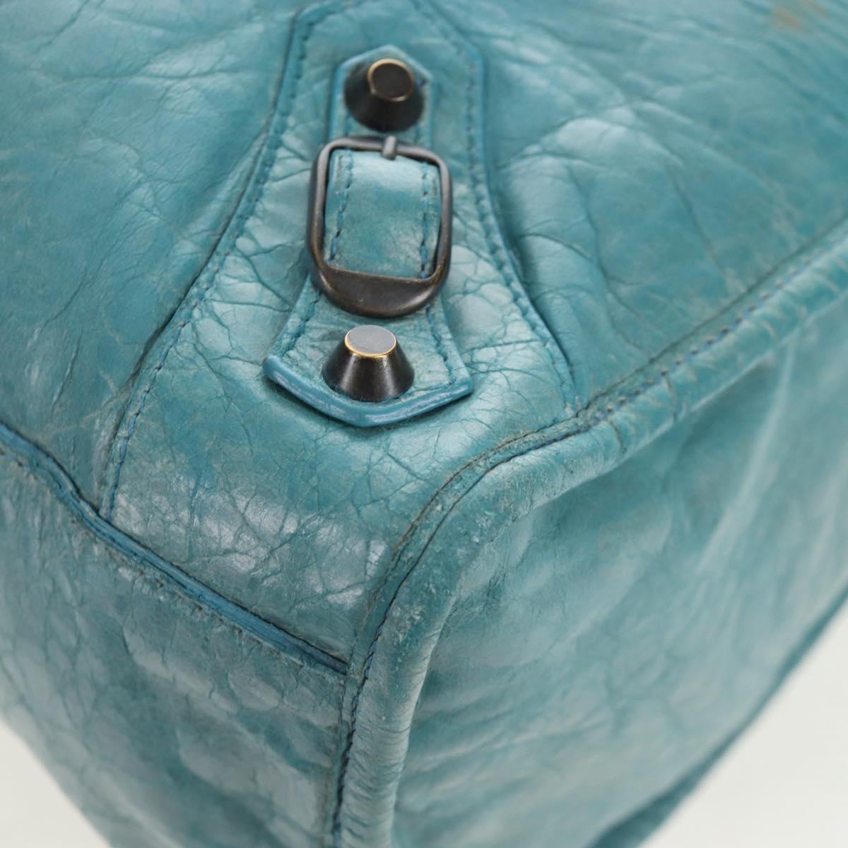 BALENCIAGA The City Hand Bag Leather 2way Light Blue 115748 Auth am12583V