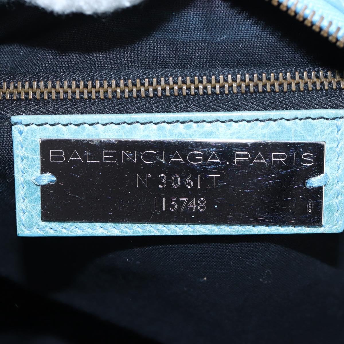 BALENCIAGA The City Hand Bag Leather 2way Light Blue 115748 Auth am12583V