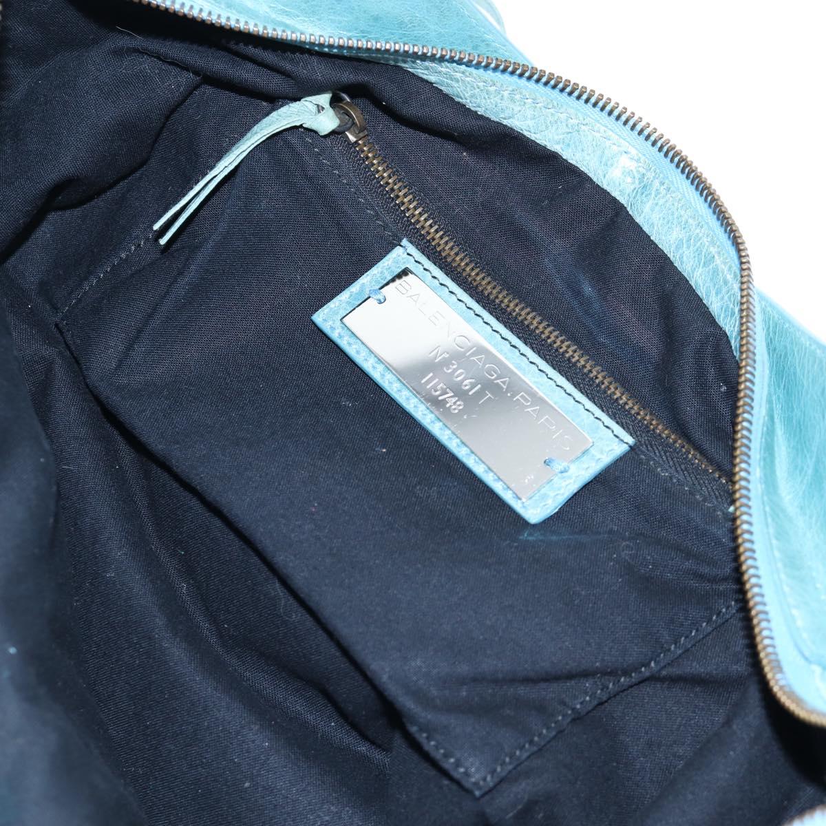 BALENCIAGA The City Hand Bag Leather 2way Light Blue 115748 Auth am12583V